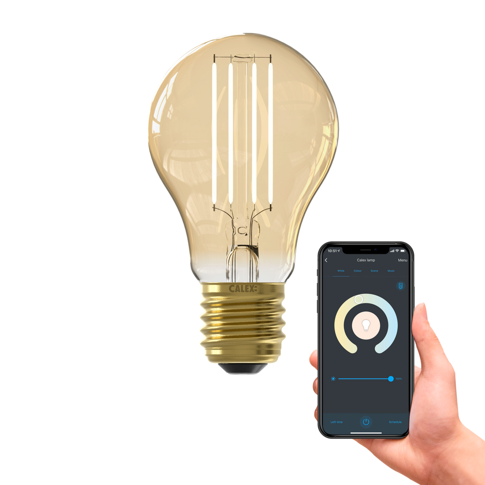 Calex Smart LED Bulb - E27 - Filament - A60 - Gold - Warm White - 7W