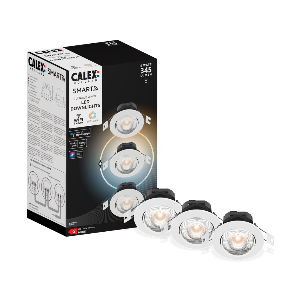 Calex Smart LED Recessed Spotlights - 3 pieces - Warm White - White