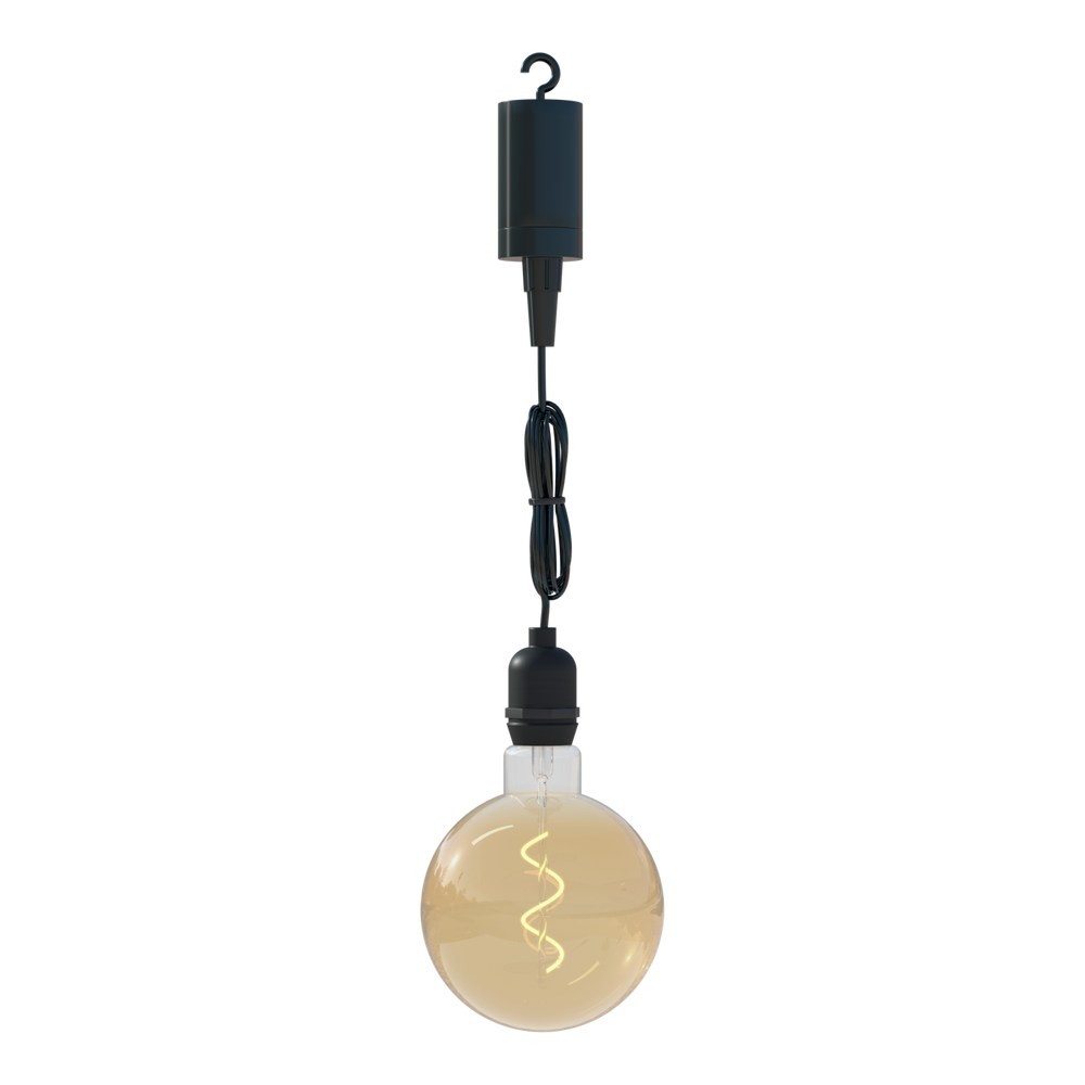 Calex Outdoor Pendant - Filament - G125 - 1W - Battery - Amber/Black
