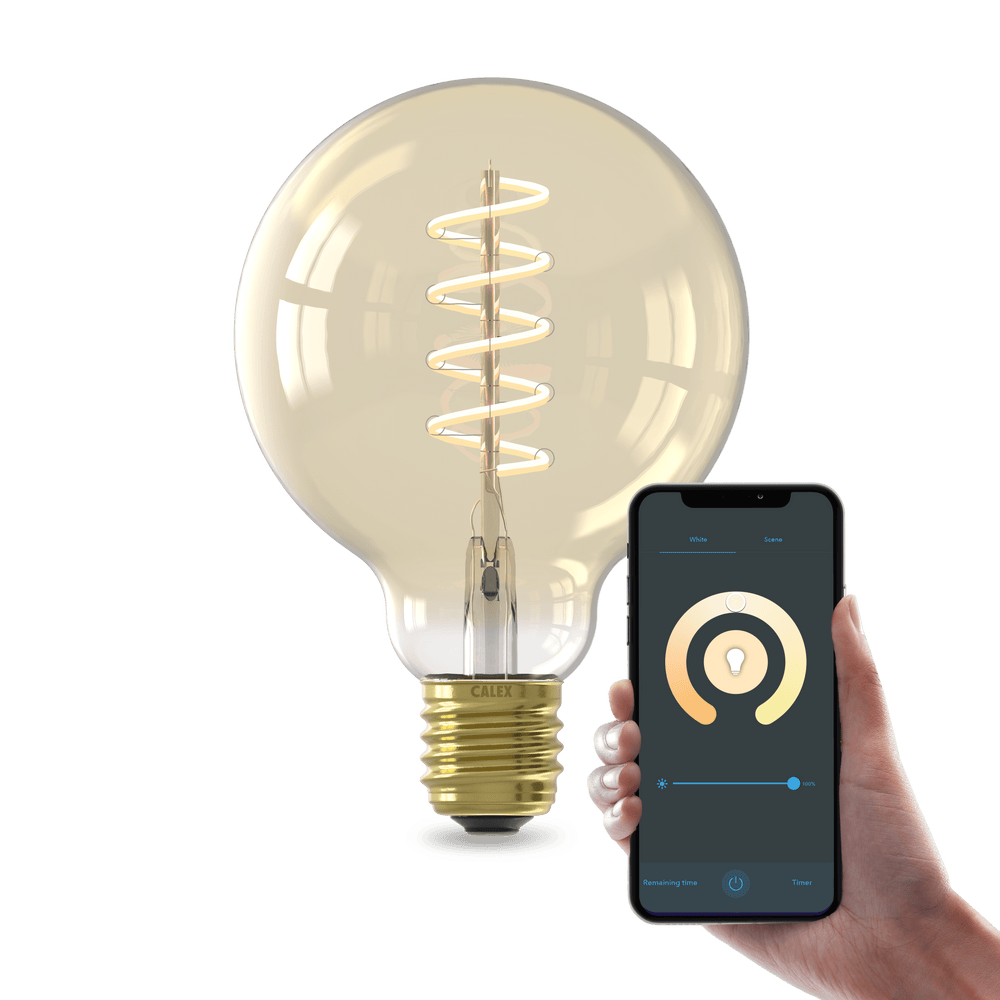 Calex Smart LED Bulb - E27 - Spiral Filament - G95 - Gold - Warm White - 7W