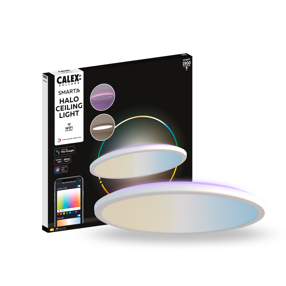 Calex Smart Halo LED Ceiling Lamp White - 40cm - RGB+Warm White - 25W