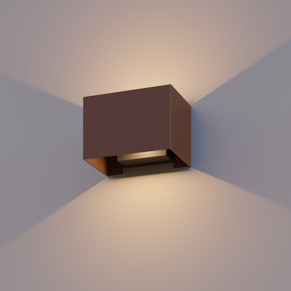 Calex LED Wall Lamp Rectangle Venice - Up&Down - Rust - Warm White Light- 7W